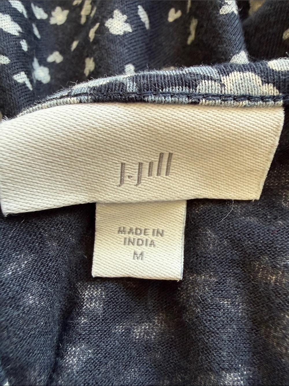 J Jill Navy Blue Floral Maxi Midi Dress Sleeveless Jersey Knit Tiered Boho M - Picture 4 of 7